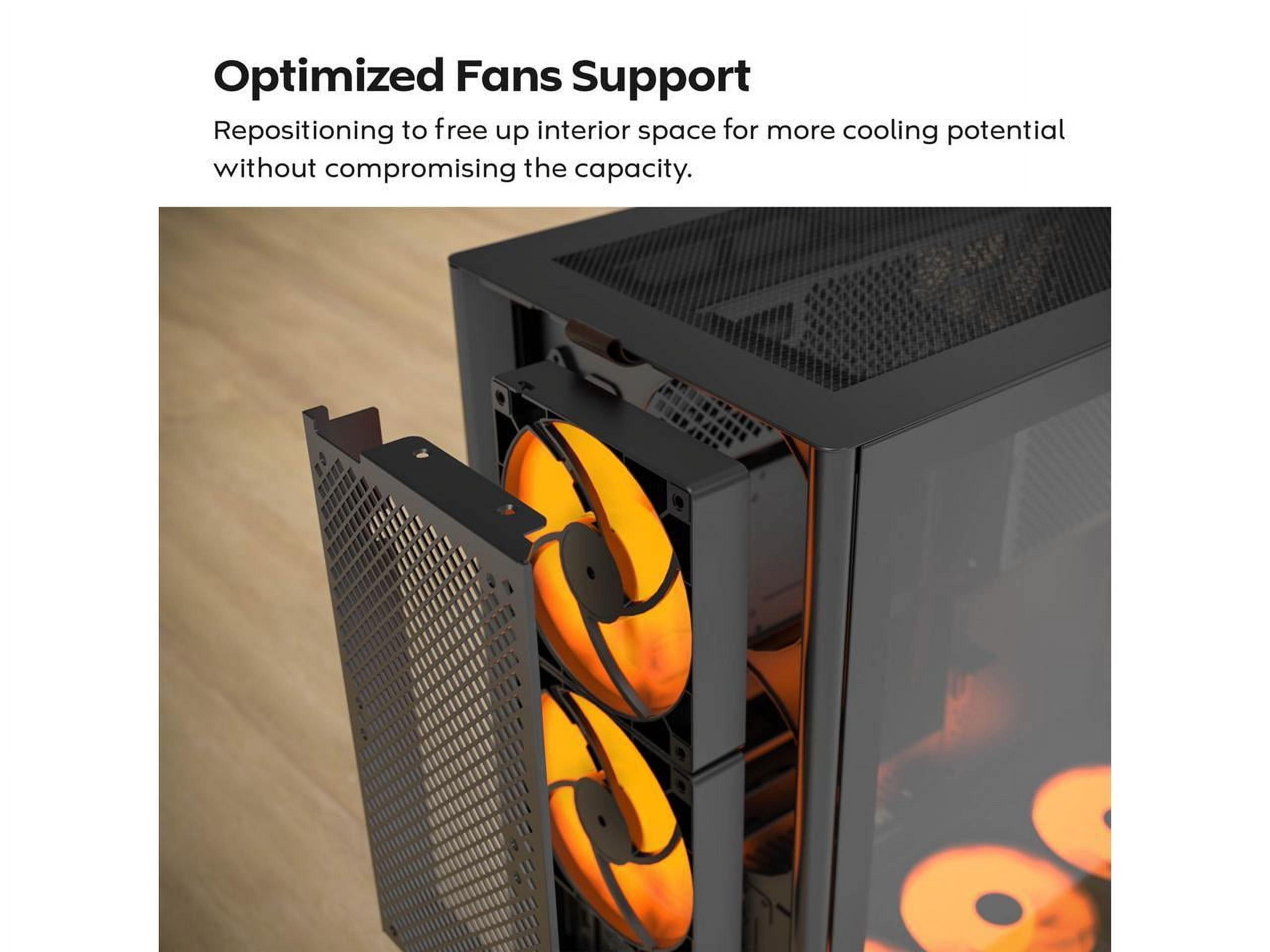 MONTECH HS02 PRO, ATX Mid-Tower PC Case, Gaming PC, High-Airflow, Reversible Layout, Sturdy Curved Tempered Glass Front Panel, 5x ARGB PWM Fan Pre-Installed, Sink-in Design, Toolless Panels, Black, US