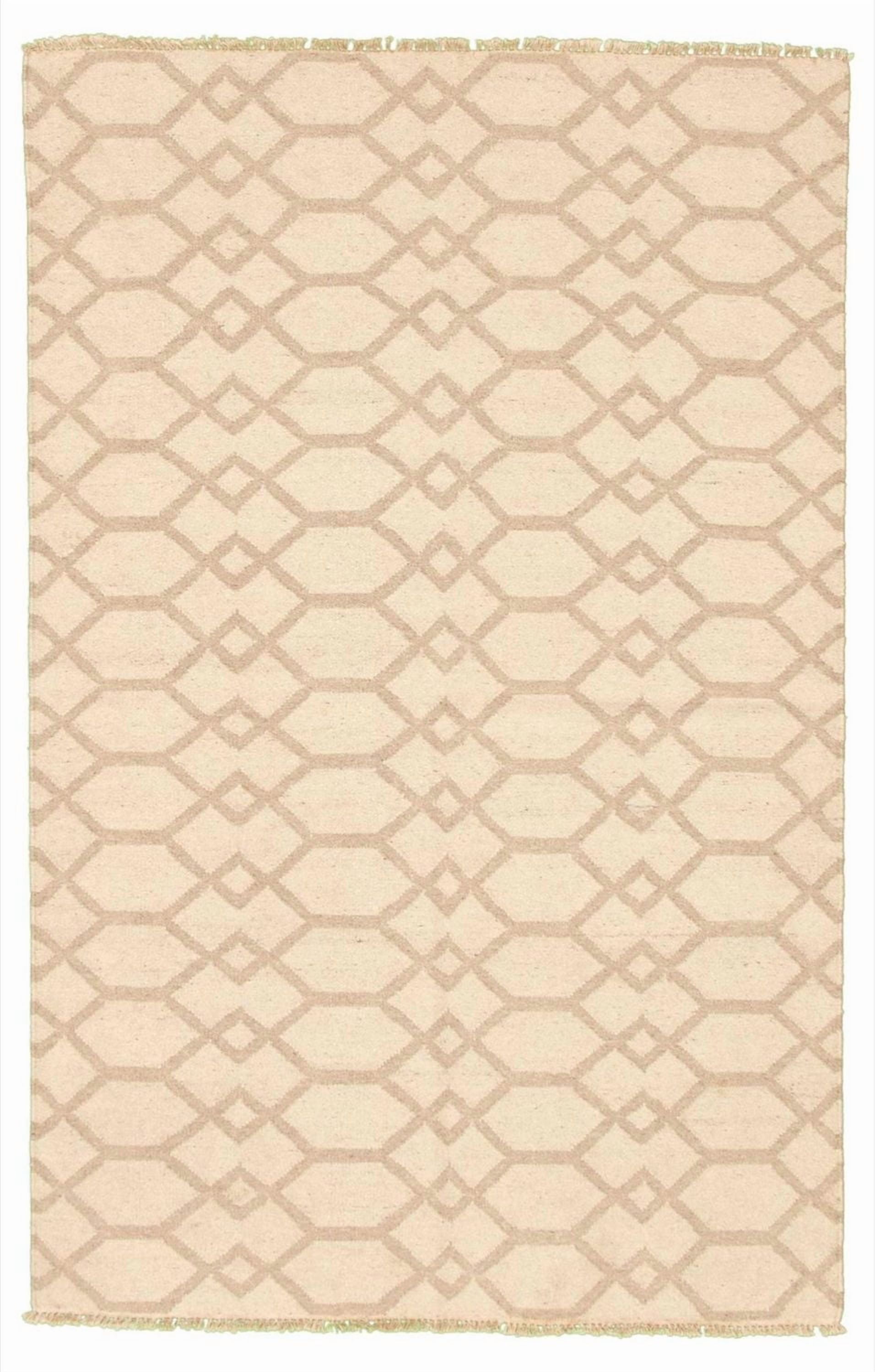 ECARPETGALLERY 5'2" x 7'10" Flat-weaves & Kilims Organica Hand Made Area Rug for Living Room, Dining Room and Bedroom in Ivory