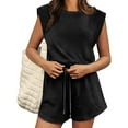 thumbnail image 4 of Timegard Combinaisons Courtes pour Femmes à Col Ras du Cou, Manches Courtes Style Cap, Taille Ajustable avec Cordon de Serrage, Combinaison Décontractée avec Poches, 4 of 7