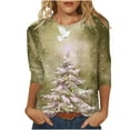 thumbnail image 2 of Holiday Gifts! Titcea Christmas Shirts for Women 3/4 Sleeve Round Neck Glitter Xmas Tree Print Pullover Christmas Sweaters 2024 Fashion Casual Tops, 2 of 5