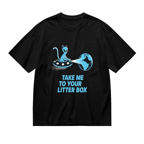 Take Me To Your Litter Box, Alien Cat Print, T Shirt for Men, Vintage Graphic Tees Men, 23807121,S