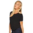thumbnail image 1 of Bella Women's Cutout Back Flowy T-Shirt, Black S, 1 of 2