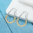 thumbnail image 4 of LeCalla 925 Sterling Silver Italian Design Two-Tone Diamond-Cut Oval Hoop Earrings Jewelry for Women and Teen 35MM, 4 of 8