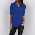 thumbnail image 2 of Delayuji Button Women Ladies Clothing Loose Shirt Chiffon Zipper Long Sleeves Plus Size Tops Blue S Polyester,Spandex Short Sleeve Shirts for Women, 2 of 4
