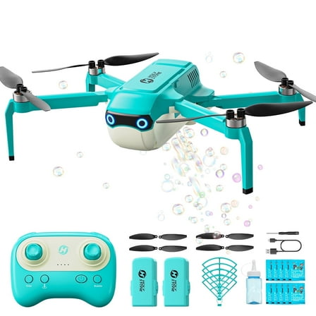 Foldable Bubble Solution Drone, Holy Stone HS320 Drone for Kids, Headless Mode, 2 Batteries,Green