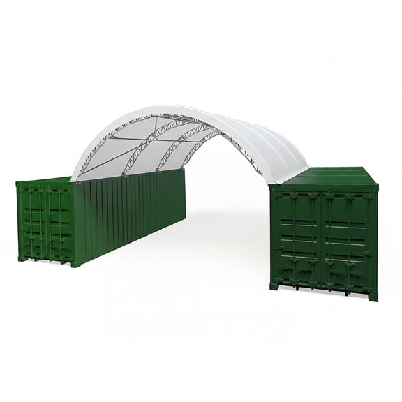 Plus 20'x20' Double Truss Shipping Container Canopy Shelter with Heavy Duty 18 oz PVC Cover