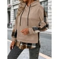 thumbnail image 5 of Antqov Hoodies for Women, Pullover Patchwork Checkered Drawstring Oversized Sweatshirts, Outdoor Comfortable Trendy Sports Tops, 5 of 8