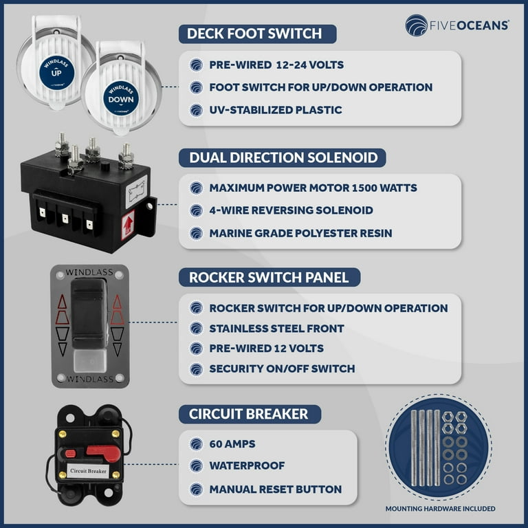 Five Oceans Vertical Windlass Kit, Boat Anchor Windlass