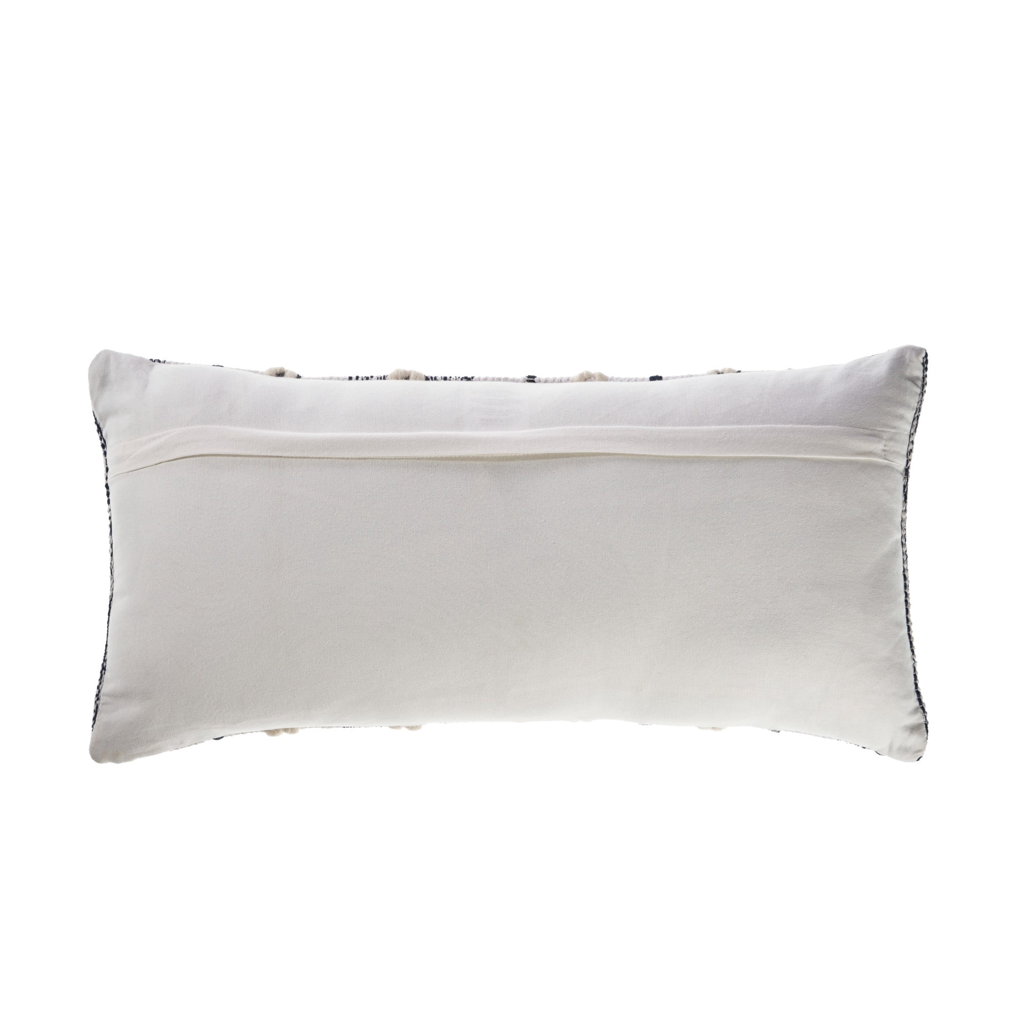 Laddha Home Designs Loomed Braided Striped Lumbar Pillow Cover - 28" - Navy Blue and White