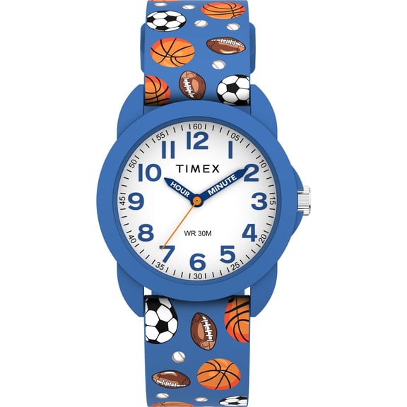 Timex Youth Kids Time Teacher 30mm Watch - Blue Strap White Dial Blue Case