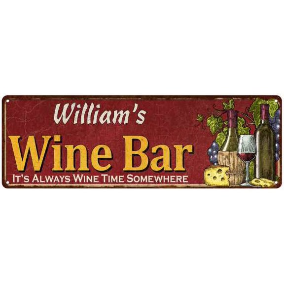 William's Wine Bar Red Gift Home Kitchen Decor 6x18 Sign 206180056214