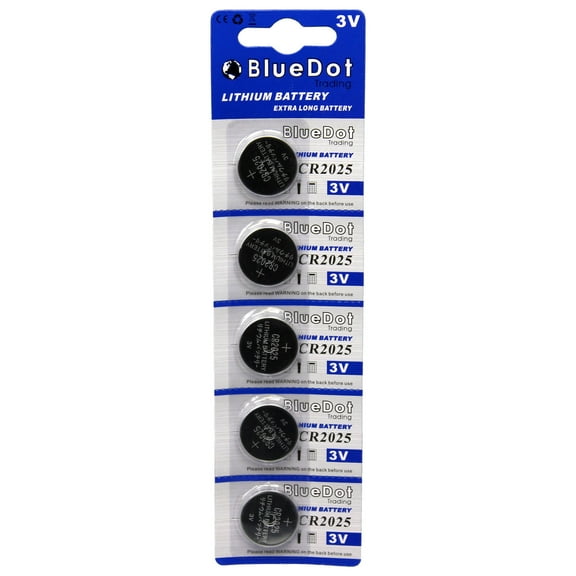 BlueDot Trading CR2025 (also known as CR5003LC) Lithium Manganese Dioxide (Li-MnO2) Button Coin Cell Batteries - 5 Pack