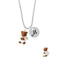 thumbnail image 2 of Delight Jewelry Resin Angel Bear Silvertone Script Initial Disc - M - Charm Necklace, 20"+3", 2 of 4