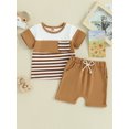 thumbnail image 3 of Musuos 2Pcs Toddler Boy Summer Outfits 6 12 18 24M 3Y Short Sleeve Striped Print T-shirts + Drawstring Shorts Set Casual Clothing for Infant, 3 of 10