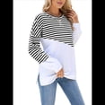 thumbnail image 2 of Sudadera Tipo Túnica A Rayas con Bloques de Color para Mujer, de Larga y Cuello Redondo, Holgada y y Negro L, 2 of 9