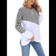 thumbnail image 2 of Sudadera Tipo Túnica A Rayas con Bloques de Color para Mujer, de Larga y Cuello Redondo, Holgada y y Negro M, 2 of 9