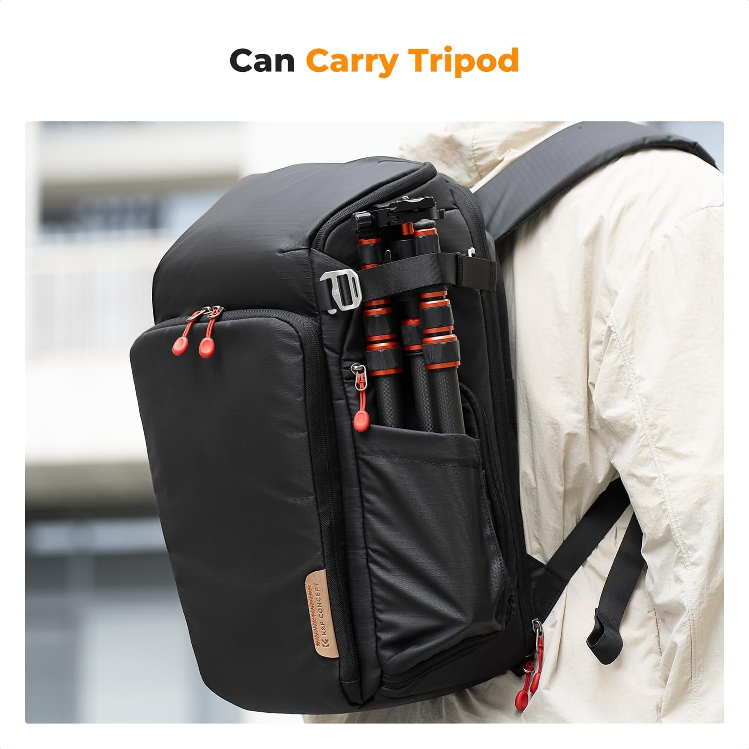 K&F CONCEPT Camera bags Waterproof 25L Large Capacity Camera Case with Raincover Camera Case 15.6 Inch Laptop Compartment