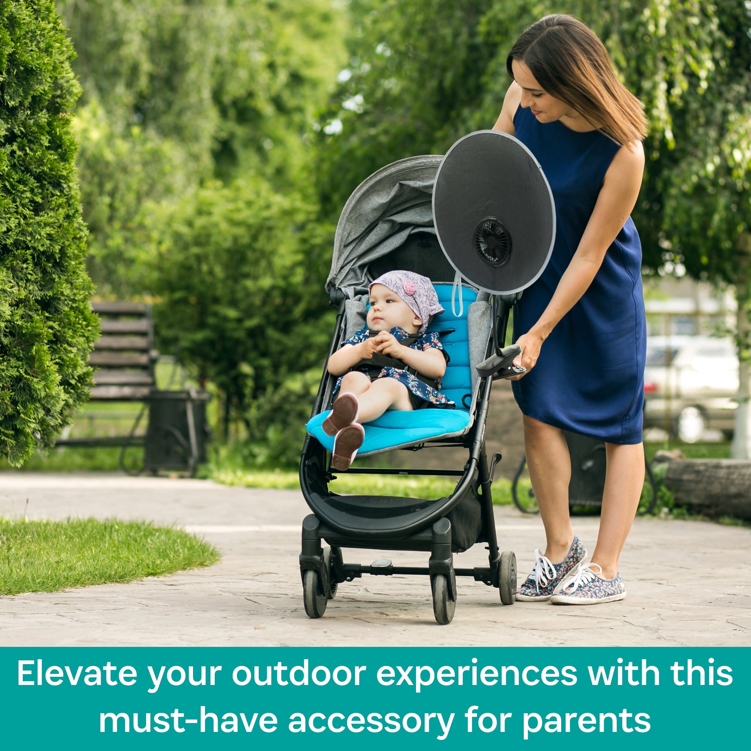 KidCo BuggyGear CoolShade Stroller Visor+Rechargeable Fan w/ Battery