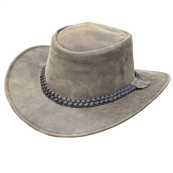 Lesa Collection Unisex Gardiner Distressed Leather Cowboy Hat