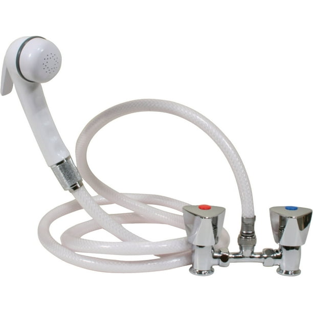 Scandvik Euro Shower Kit, White Sprayer with White Hose and Triangle