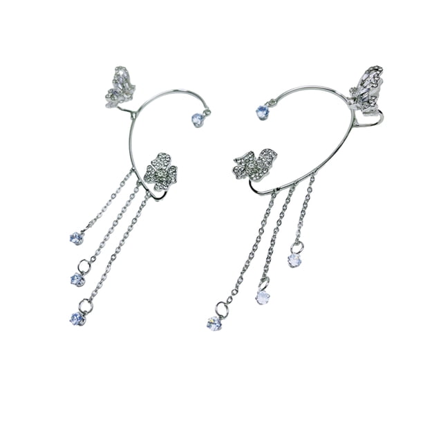 Minnieouse Clip de oreja de mariposa de mano de obra exquisita para pendientes estilo borla de mariposa de estilo llamativo Ropa, zapatos y accesorios Miscelánea plata