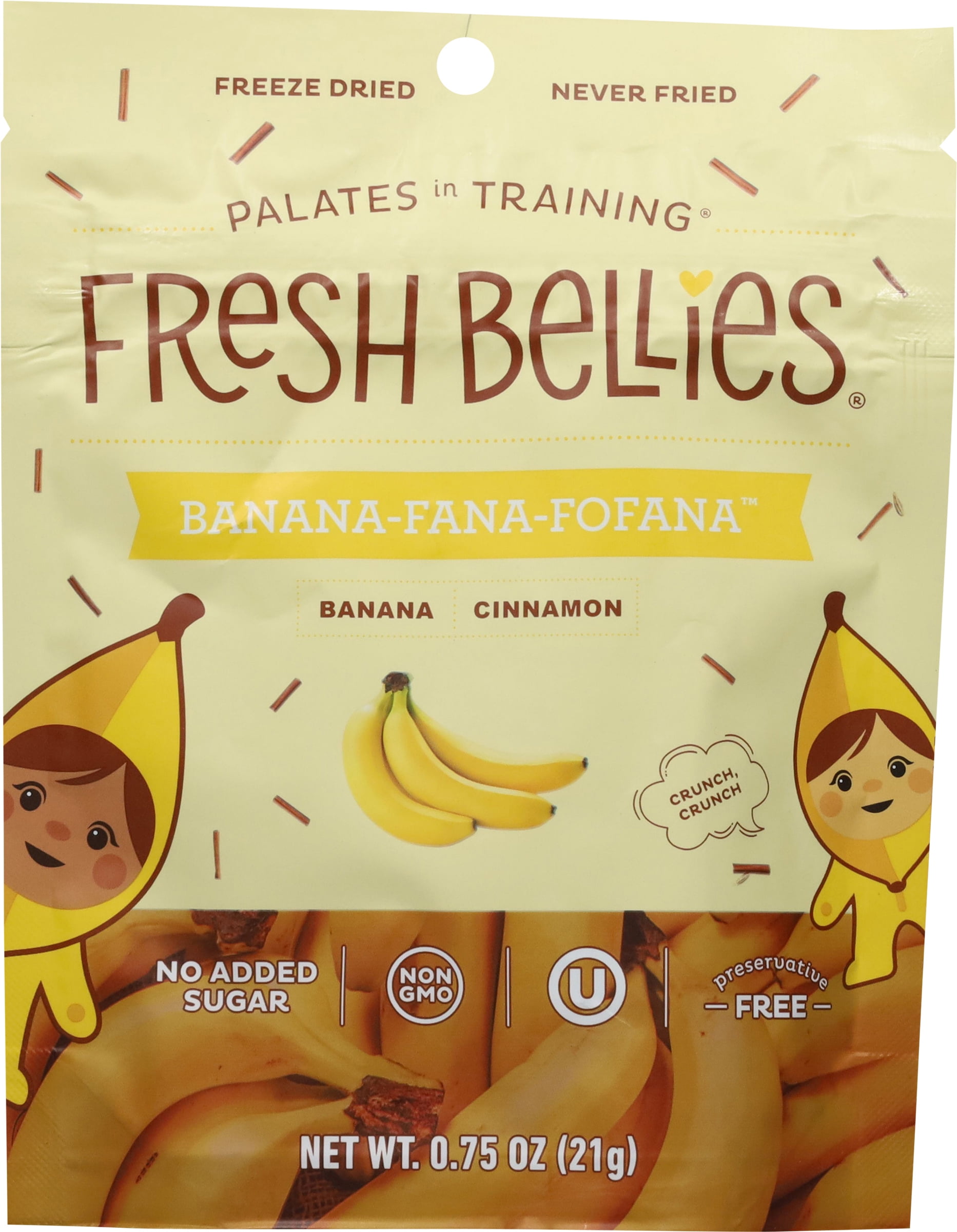 (2 pack) Fresh Bellies Banana-Fana-Fofana Freeze-Dried Toddler Snack, 0.75 oz, Resealable Pouch, 3 Ingredients, Vegan, Gluten-Free