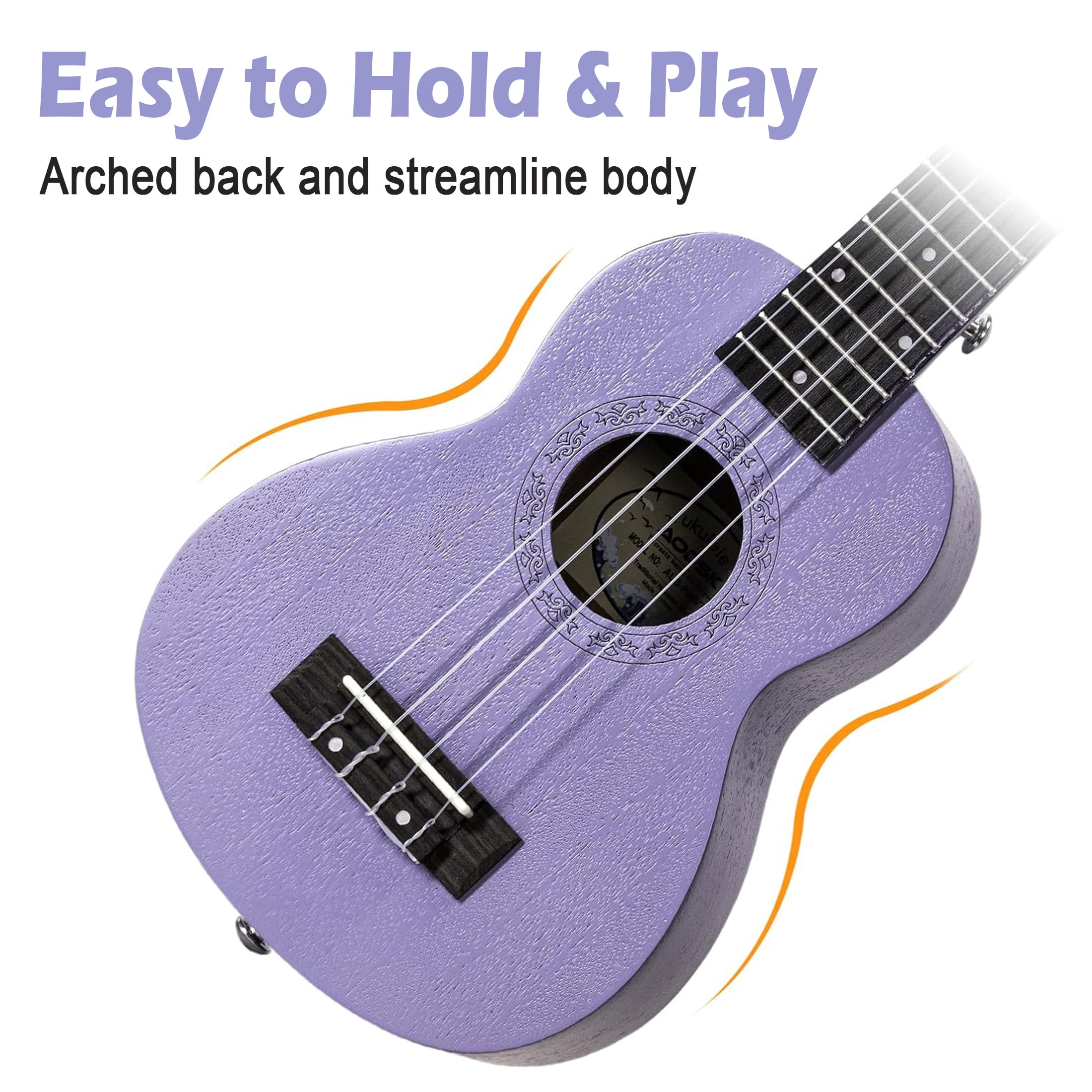 AODSK 23" Concert Ukulele Kit with Gig Bag, Strap, Extra Strings, Picks, Online Lesson, Ukelele Adult Beginner Series AUC-P06