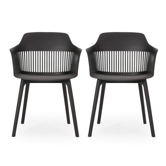 Christopher Knight Home Polypropylene Ladonna Outdoor Dining Chair Set of 2, Black