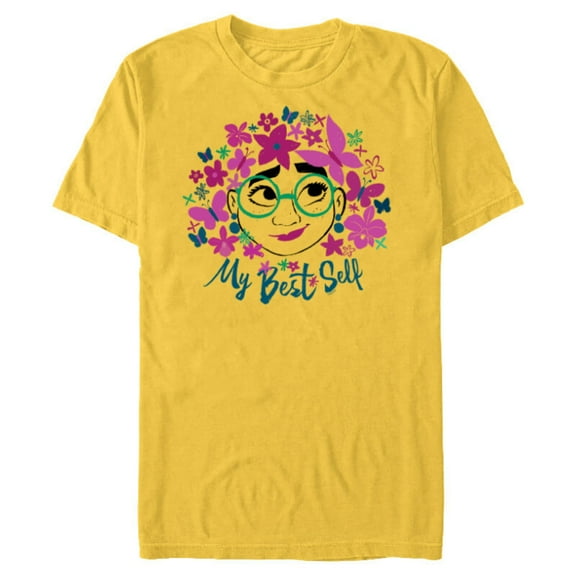 Disney Encanto Mirabel Flowers and Butterflies My Best Self - Short Sleeve Blended T-Shirt for Adults - Customized-Yellow