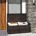 thumbnail image 4 of Gymax Banc de Rangement Extérieur de 34 Gallons pour Patio en Osier, Coffre de Terrasse avec Coussin Blanc Cassé, 4 of 10