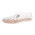 thumbnail image 3 of HOWPAY Summer Sandals Women Hollow out on Closed Toe Non- Ballet Flats Casual Lightweight Beach Vacation Clear Jelly Shoes White 38, 3 of 9
