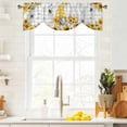thumbnail image 3 of Gnomes Tie Up Valance Curtains for Windows, Kitchen Curtains Window Treatments, Vintage Yellow Sunflower Summer Bee Grey Plaid Short Window Shades Valances for Bedroom Bathroom Cafe 42"x12", 3 of 8