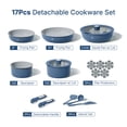 thumbnail image 2 of CAROTE 17 Pcs Ceramic Nonstick Cookware Set, Non Stick Pots and Pans with Detachable Handles, Oven Safe, Induction Cookware, Stackable Kitchen Set, Blue, 2 of 6
