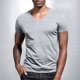 thumbnail image 4 of Blusas y camisas de manga corta con cuello en V para hombre, blusas casuales de verano a la moda de color liso con cuello en V y manga corta para hombre., 4 of 7