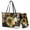 Brown and Yellow-Sunflower Cow Print, variant on Highland Cow Wallet and Purse Set Floral Printed Top Handle Handbag with Wristlet Wallet Set Lightweight Leather Tote Bag Hobo Bag with Purse for Women, Brown