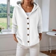 thumbnail image 6 of idosla Sweaters for Women Button Up Hoodie Cardigan Solid Color Ribbed Hooded Warm Outerwear Winter Jumpers Sweater (White, XL), 6 of 6