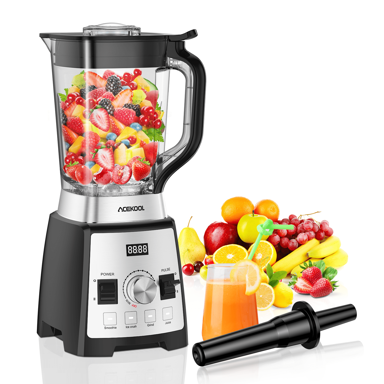 Mounchain Smoothie Blender for Kitchen, 1500W Countertop Blenders for  Shakes Smoothies with 4 Presets, 70 Oz Glass Jar Ice Fruit Blender  Adjustable