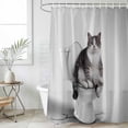thumbnail image 4 of Funny Cat Bathroom Shower Curtains with 12 Hooks Polyester Waterproof Shower Curtain for Stalls and Bathtubs Modern Abstract Cute Animals on Toilets Artwork Decorative Bathroom Curtain 36x72 Inches, 4 of 8