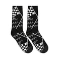 thumbnail image 4 of Athletic Socks Racing Checkered Flag Sport Running Calf Socks Crew Socks for Men Women, 4 of 7