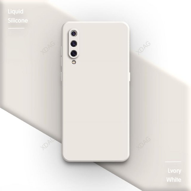 Basic Pure Candy Color Case for Xiaomi Mi 9 Mi9 SE Pro Lite Explorer 9SE 9Pro 9Lite Funda Soft Square Liquid Silicone Back Cover Lvory White Xiaomi 9 SE