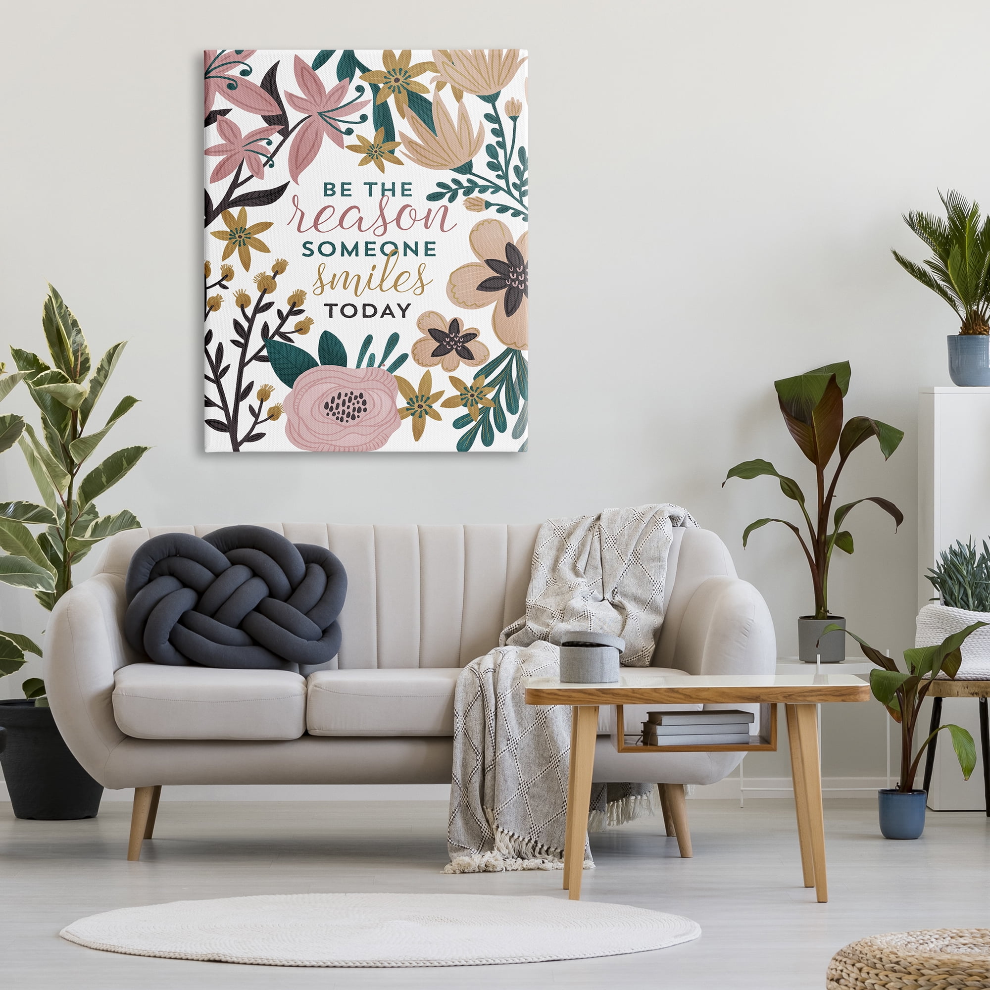 Stupell Industries Be the Reason Phrase Botanical & Floral Painting Gallery Wrapped Canvas Print Wall Art, 36 x 48