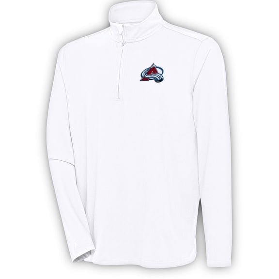 Men's Antigua  White Colorado Avalanche Hunk Quarter-Zip Pullover Top