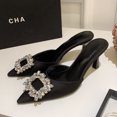 thumbnail image 1 of Sandalias de tacón de aguja con punta puntiaguda y diamantes de imitación para mujer, sandalias de verano 2024 de seda, tacones finos sexis de lujo, zapatillas de fiesta con tiras traseras para mujer, 1 of 5
