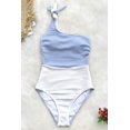 thumbnail image 5 of Traje de baño de una pieza para mujer Color Block Traje de baño con lazo en un hombro, Azul, Xs Feliz Sencillez, 5 of 5