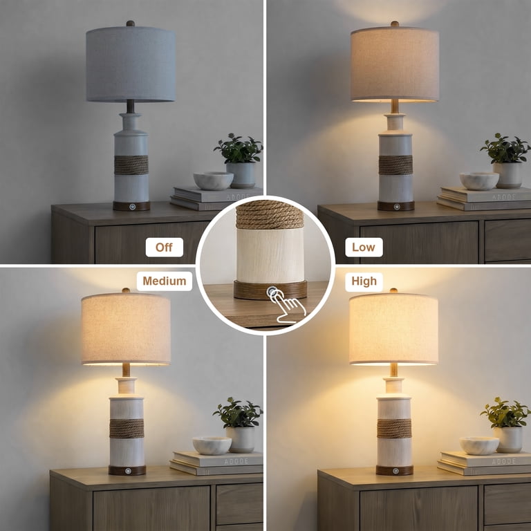 Oneach Farmhouse Table Lamp Set of 2, 24.25", Resin photo 5
