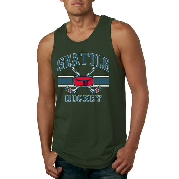 Wild Bobby City of Seattle Hockey Fantasy Fan Sports Men's Tank Top, Forest Green, X-Large