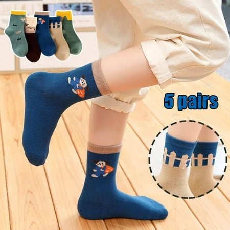 

Raeneomay Socks Women Deals Clearance 5Pairs Kids Socks Cute Print Children Middle Tube Socks Breathability Warm Socks