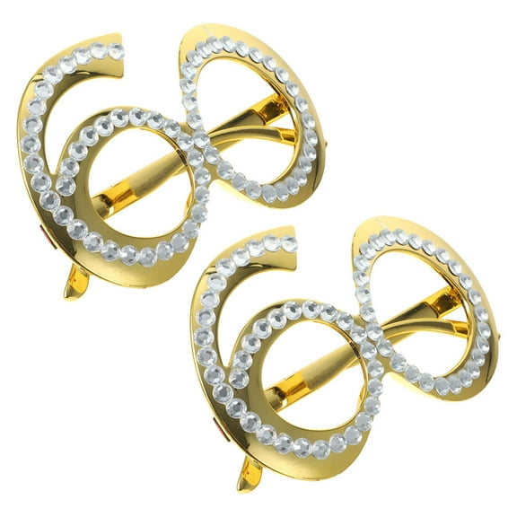 ADDHAT 2Pcs Reusable Golden Birthday Eyewear with Rhinestone Decor for Party Props