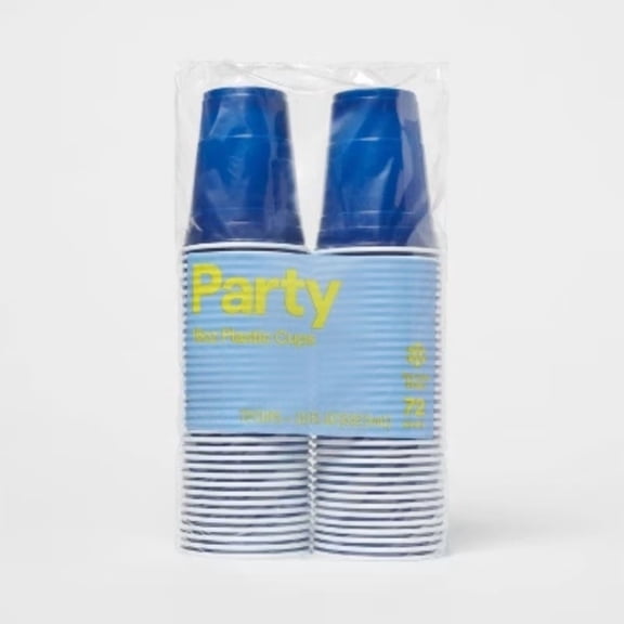Disposable Blue Plastic Cups - 72ct/18oz