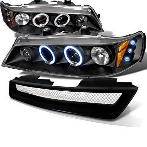 Honda Accord Lx Ex Black Led Halo Projector Headlights, Black Grille